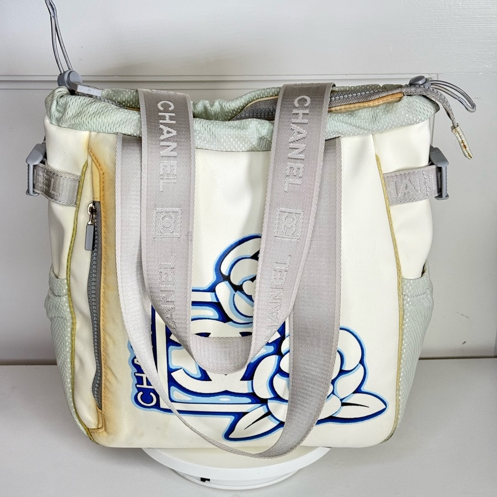 Authentic Chanel Sports Line Camellia Shoulder Tote Bag
